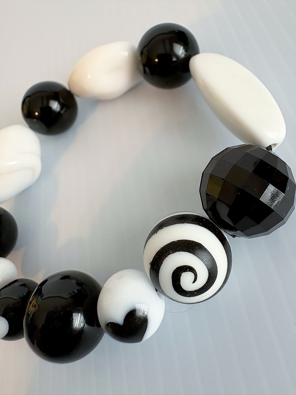 Black and White Handmade Beaded Bracelet